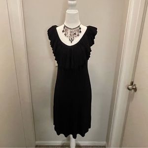 Karen Kane Black Sleeveless V-Neck Ruffled Sheath Knit Summer Dress Wm Sz Small